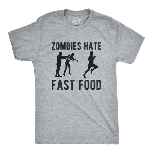 Mens Zombies Hate Fast Food T Shirt Funny Running Halloween Novelty Tee - Picture 1 of 4